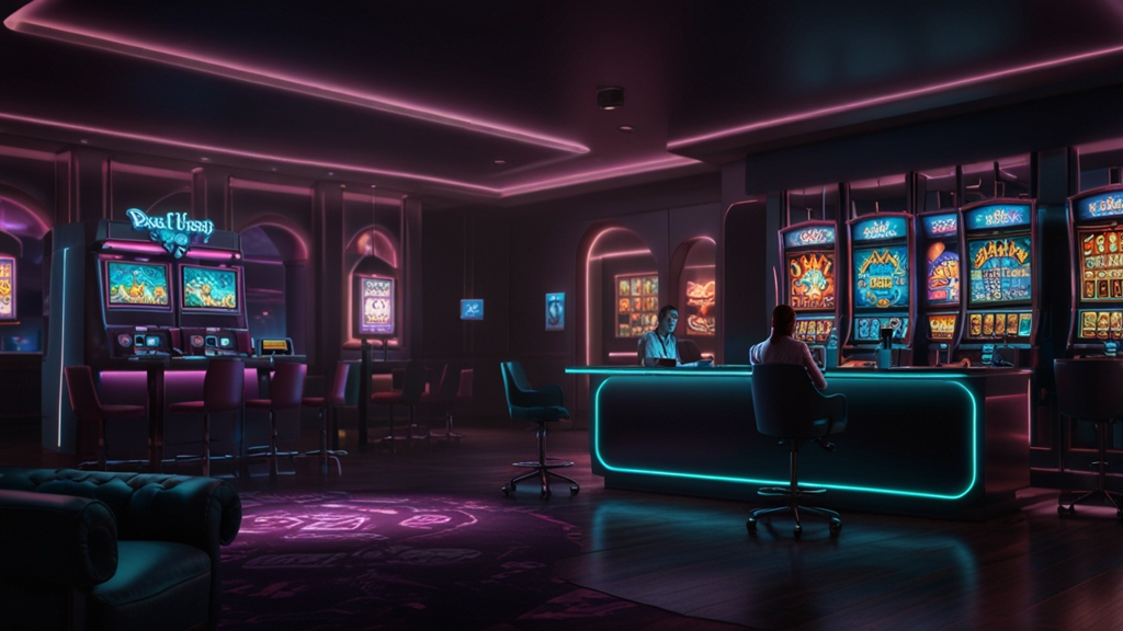 FAQ cards beside a bonus wallet screen in a casino setting
