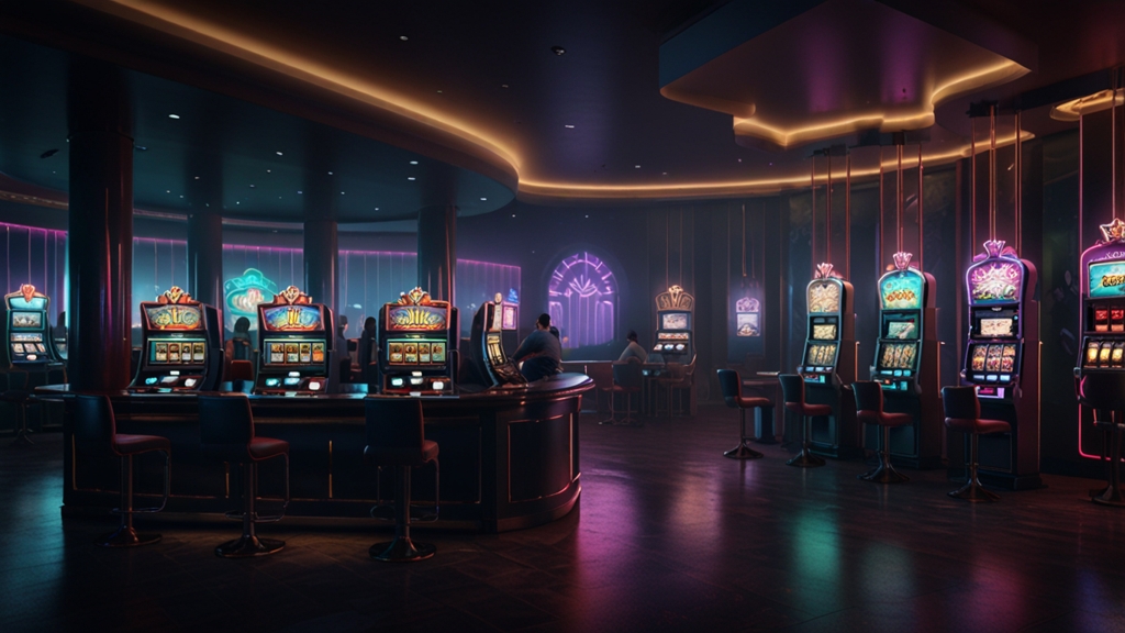 New player completing a casino registration form in a neon-lit gaming space